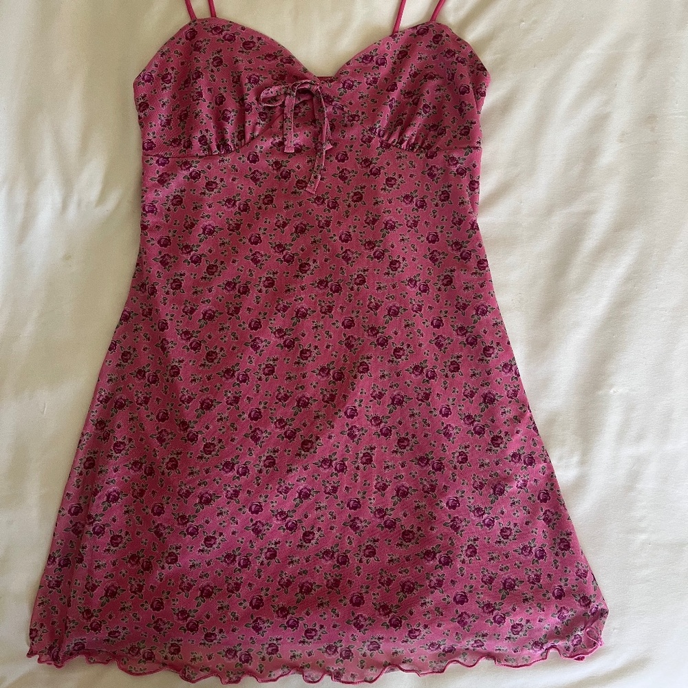 Urban Outfitters Floral Mesh Mini Dress
